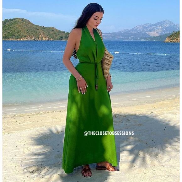 ZARA BLOGGER FAVE!!! V-Neck Long Dress NWT - Picture 6 of 16